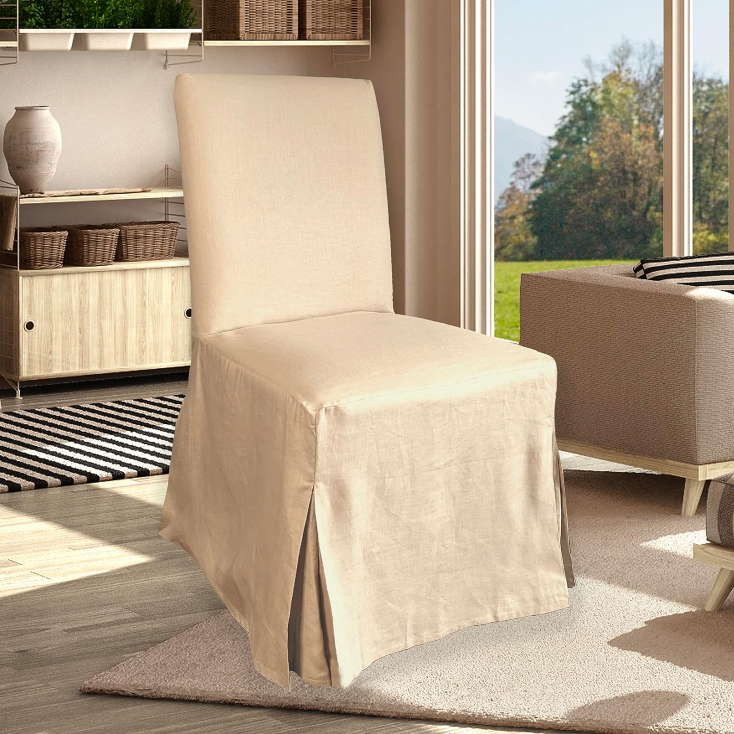 Rockin Cushions IKEA Henriksdal Dining 4 Pack - IKEA HENRIKSDAL Slip Cover, Beige Linen Floor Length